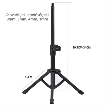 Asztali mikrofon tartó alumínium ötvözetből, 2-szekciós összecsukható trípód, gömbfej, teherbírás 11–15 kg