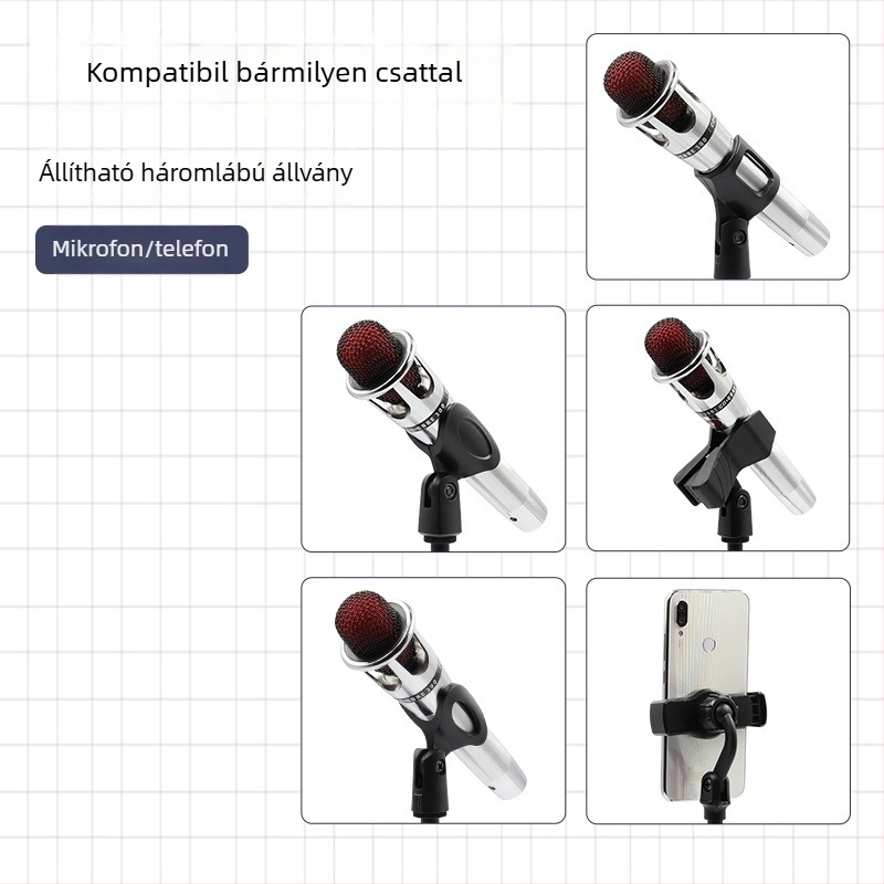 Mys asztali mikrofonállvány, háromlábú – műanyag, általános célú