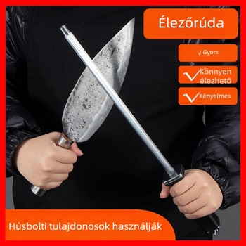 Kések élező pálca - magas szén‑tartalmú acél, finom és durva szemcse, műanyag fogantyú, kézi működtetés, többfunkciós élező eszköz