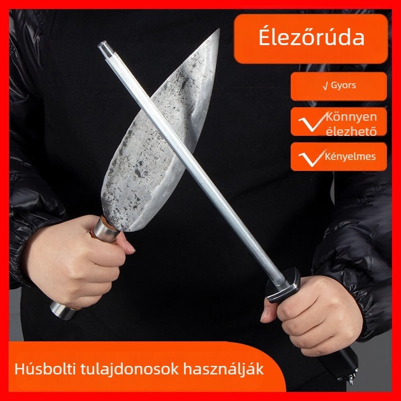 Kések élező pálca - magas szén‑tartalmú acél, finom és durva szemcse, műanyag fogantyú, kézi működtetés, többfunkciós élező eszköz