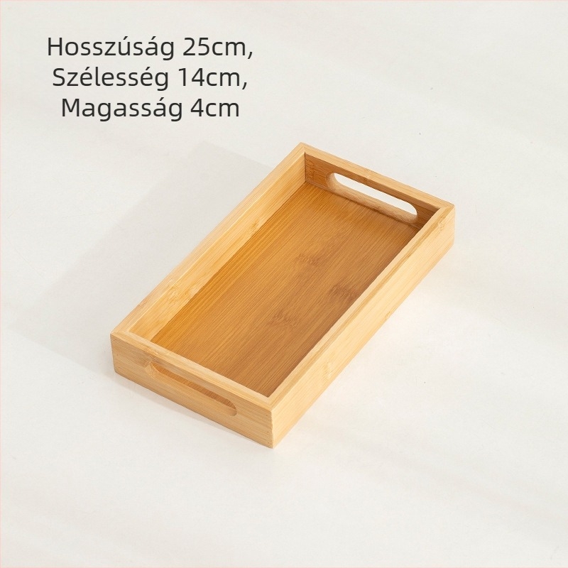 Bambuszból készült téglalap alakú teás tálca glazúrozott felülettel, modern minimalist stílusban, teához és kávéhoz szolgálathoz.