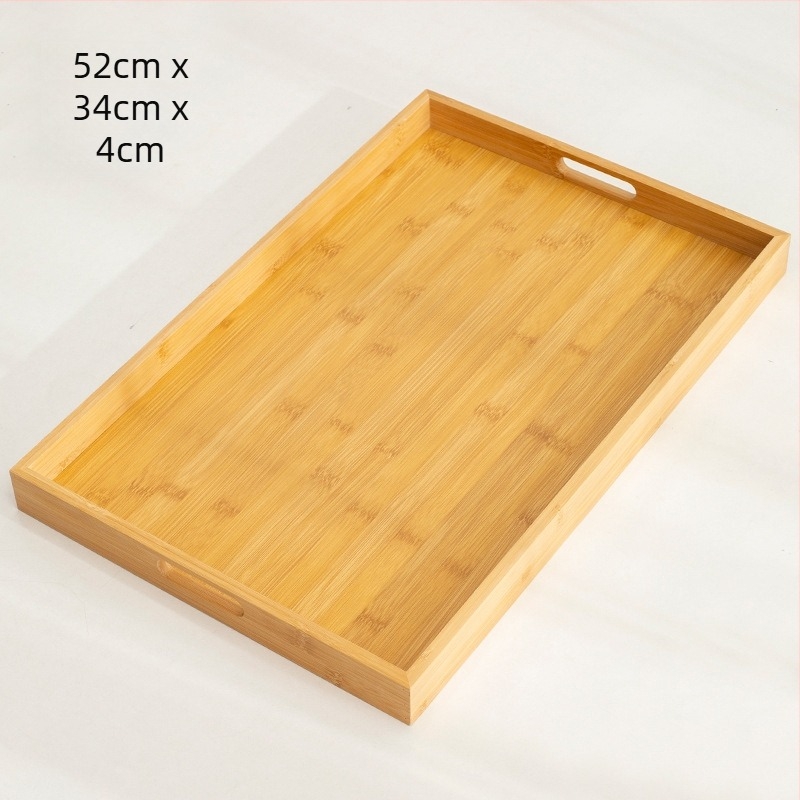 Bambuszból készült téglalap alakú teás tálca glazúrozott felülettel, modern minimalist stílusban, teához és kávéhoz szolgálathoz.