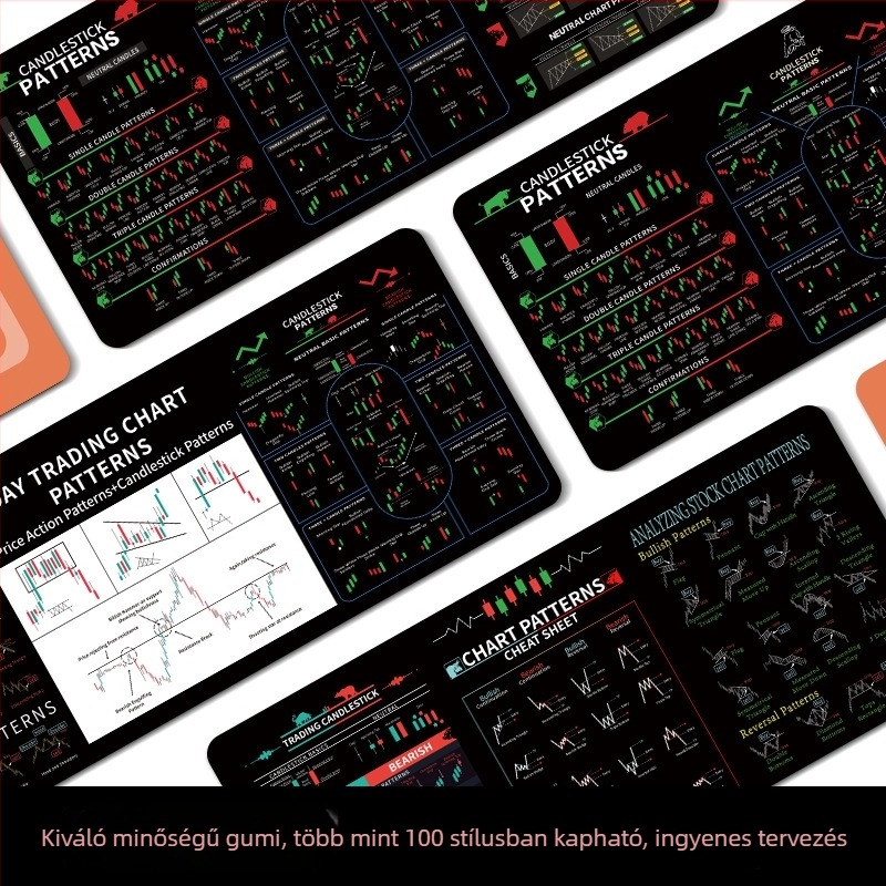 Projektmenedzser egérpad részvénygrafikával, extra-nagy méret, vastag, csúszásmentes, szennyeződésálló, játék és iroda