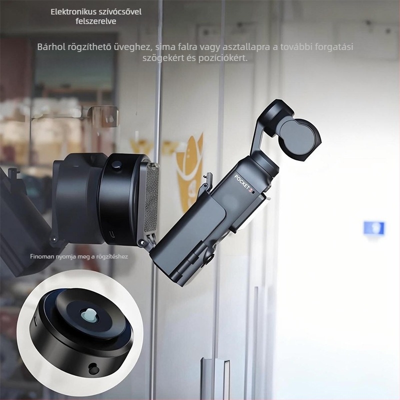 DJI Pocket3 mágneses tartóalap – autós vákuumos rögzítés és multifunkcionális asztali fixálás OSMO