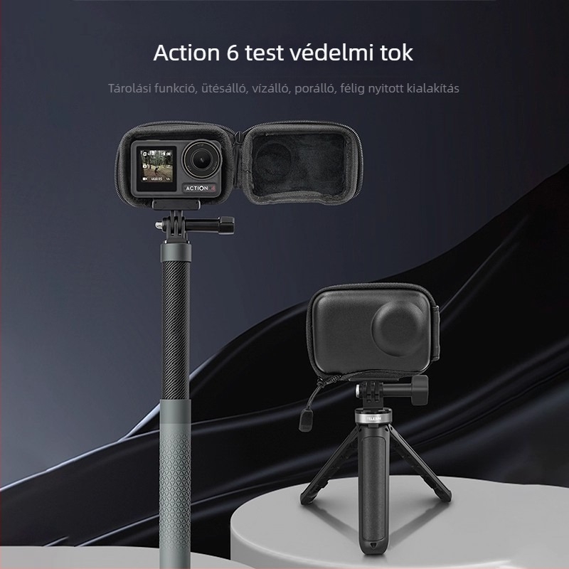 axyn Nyitott felső részű egyszemélyes tárolótáska DJI Action6-höz, sportkamera kiegészítőkkel