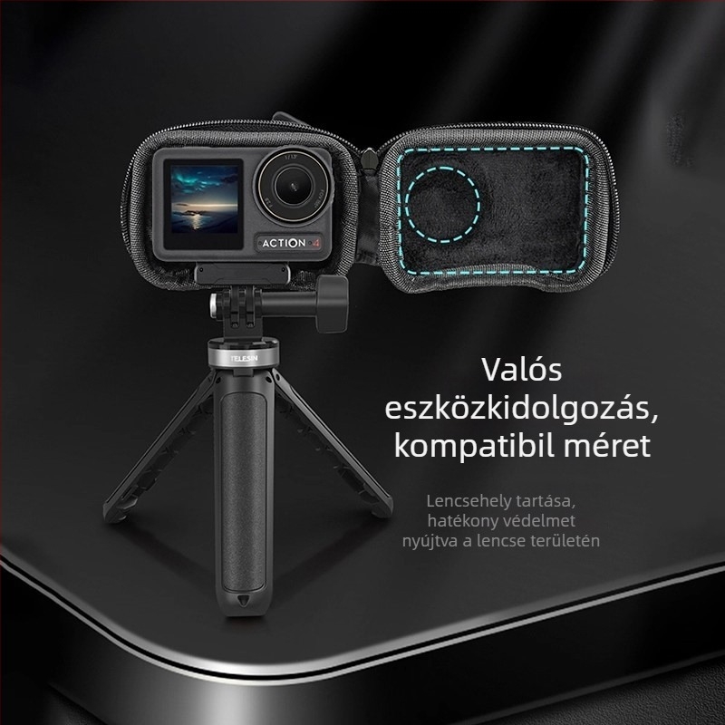 axyn Nyitott felső részű egyszemélyes tárolótáska DJI Action6-höz, sportkamera kiegészítőkkel