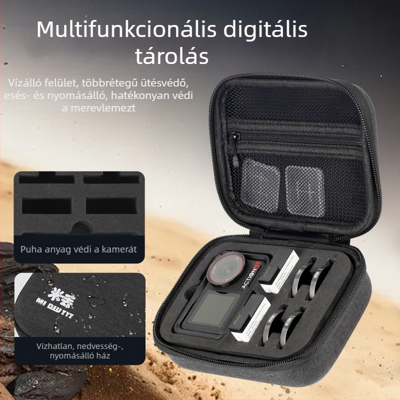 DJI Action 3/4 védő keményhéjas EVA kamera táska | vászon testű tok, hordozható