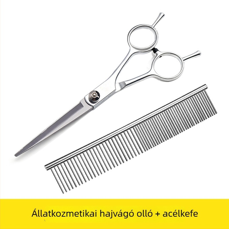 Kisállatgondozó olló készlet egyenes és görbe pengékkel (rozsdamentes acél; Márka: Taniyaki; Kutyáknak; Engedélyezett magánmárka)