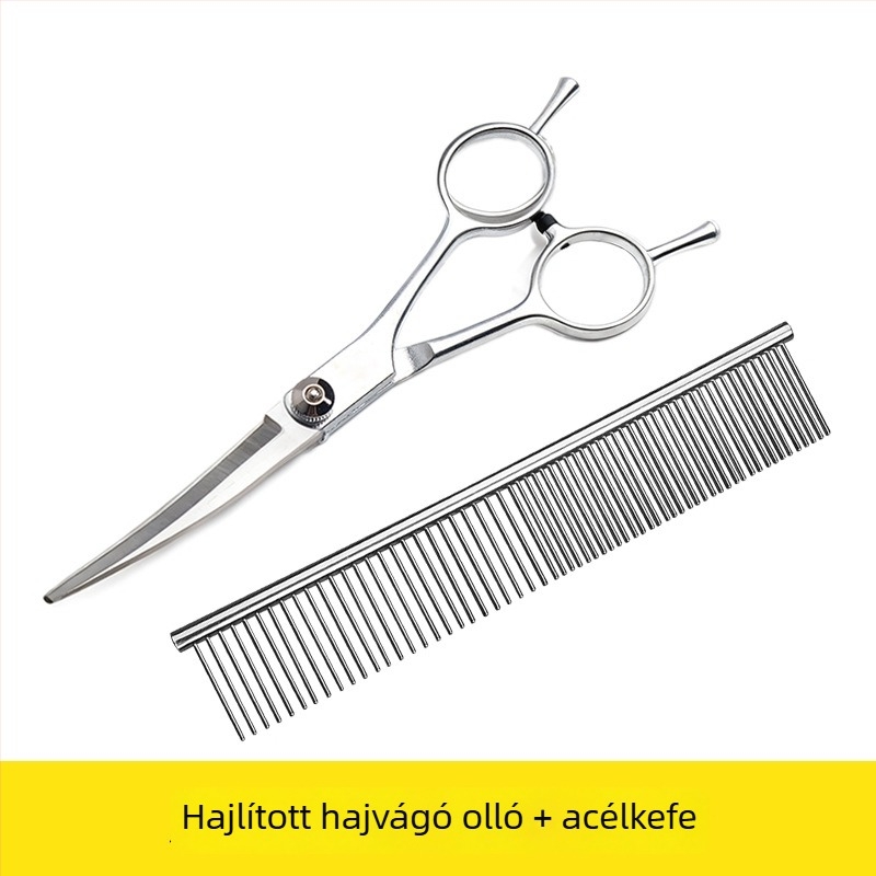 Kisállatgondozó olló készlet egyenes és görbe pengékkel (rozsdamentes acél; Márka: Taniyaki; Kutyáknak; Engedélyezett magánmárka)