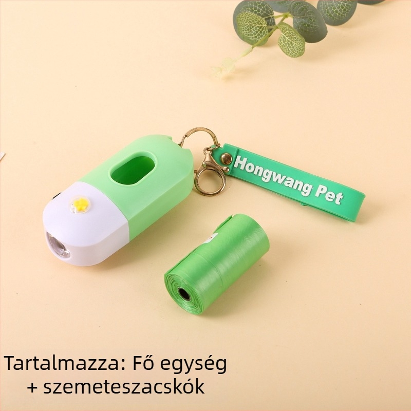 LED-es kutyaürülék zacskó adagoló – hordozható, akasztható, ABS anyag, vastagított
