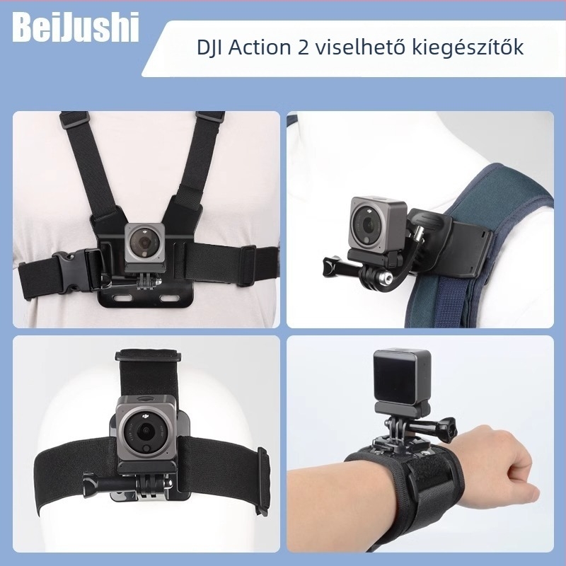 PS-0033 DJI Action2 Sorozat Kiegészítő Készlet: Hátizsáktartó klipsz, Fejpánt, Mellkasöv, Csuklópánt