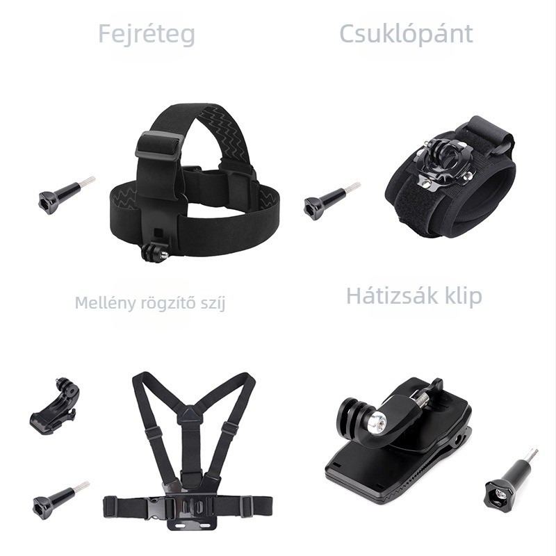 PS-0033 DJI Action2 Sorozat Kiegészítő Készlet: Hátizsáktartó klipsz, Fejpánt, Mellkasöv, Csuklópánt