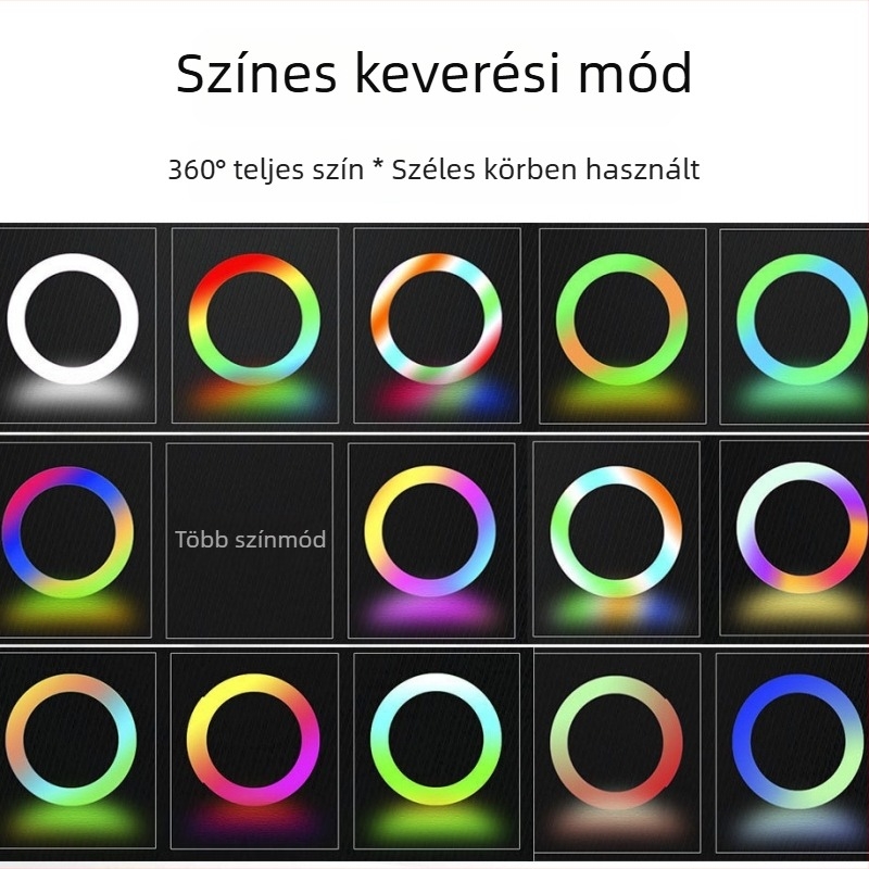 10 hüvelykes világító készlet telefonhoz asztali tartóval, LED fotózó lámpa, állítható fényerő