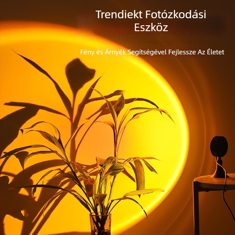 Sunset RGB környezeti lámpa fotózáshoz távirányítóval (USB tápegység, vetítéses éjjeli fény, modern álló/asztali lámpa, intelligens vezérlés nélküli)