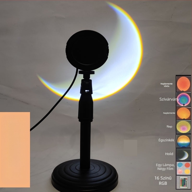 Sunset RGB környezeti lámpa fotózáshoz távirányítóval (USB tápegység, vetítéses éjjeli fény, modern álló/asztali lámpa, intelligens vezérlés nélküli)