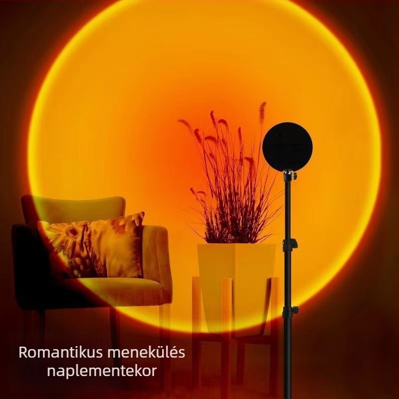 Állólámpa állítható naplemente színével és környezeti fénnyel udvarhoz, AC tápegység, falra szerelhető, intelligens vezérlés nélkül, ideális élő közvetítésekhez és fotózáshoz