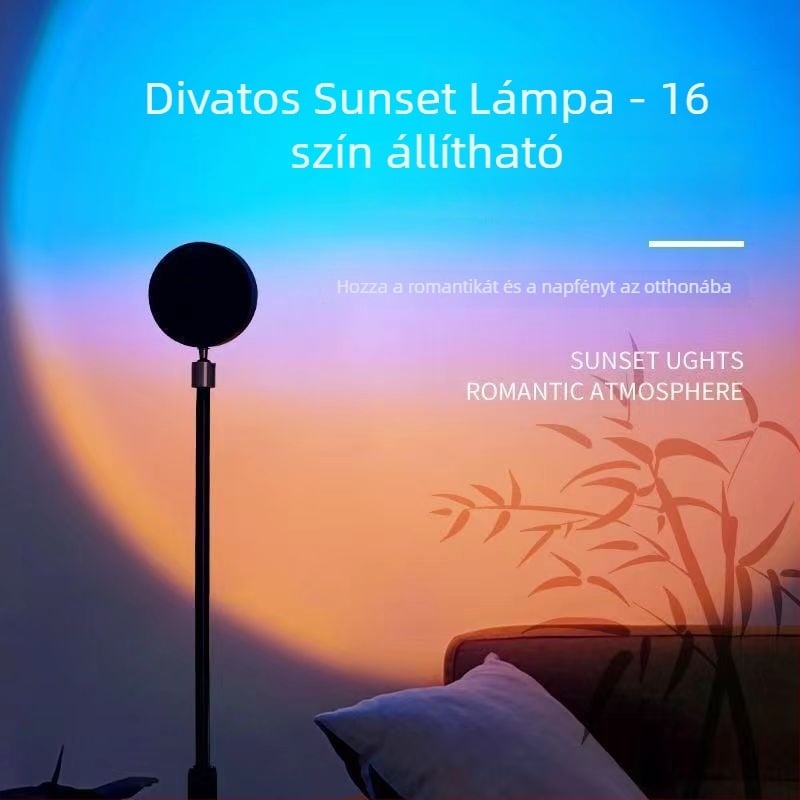 Állólámpa állítható naplemente színével és környezeti fénnyel udvarhoz, AC tápegység, falra szerelhető, intelligens vezérlés nélkül, ideális élő közvetítésekhez és fotózáshoz