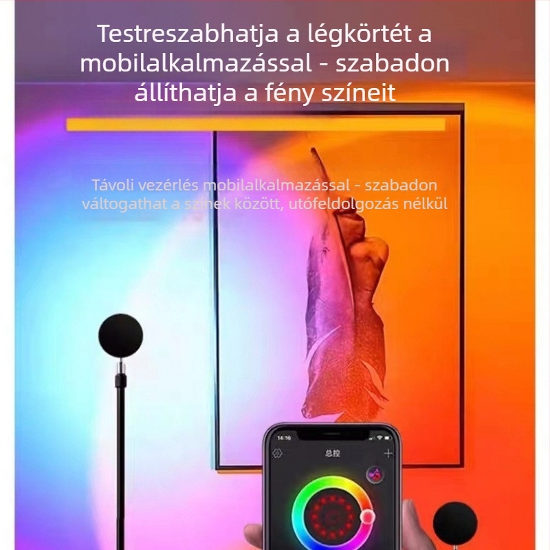 Állólámpa állítható naplemente színével és környezeti fénnyel udvarhoz, AC tápegység, falra szerelhető, intelligens vezérlés nélkül, ideális élő közvetítésekhez és fotózáshoz