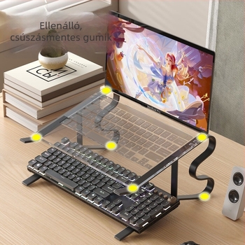 Gaming laptop asztali állvány, állítható magassággal és hőelvezető kerettel