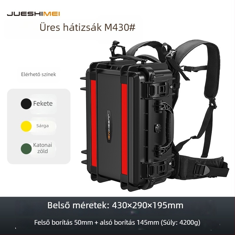Fényképezőgép felszerelés hátizsákszerű keményhéjú, vízálló műanyag tok, JUESHIMEI, JSM-M sorozat