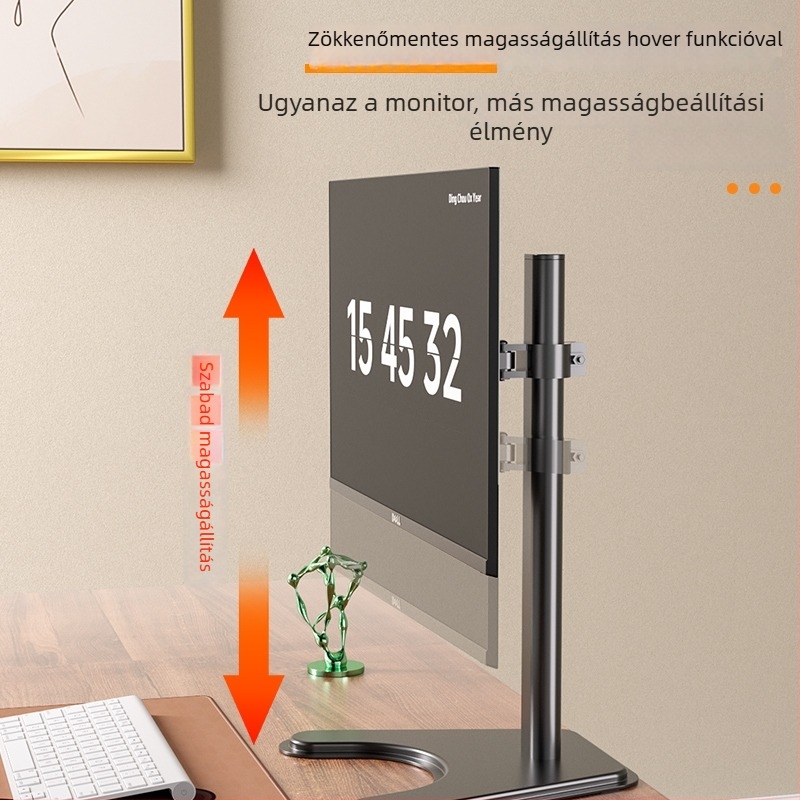 VESA-kompatibilis monitorállvány emelő típusú kivitel, állítható magasság és forgatás