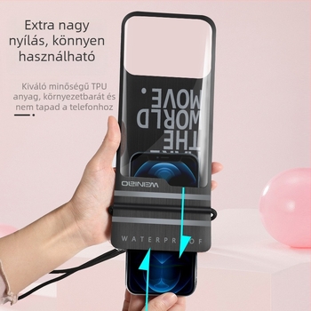 Úszáshoz és búvárkodáshoz vízálló telefontok, TPU érintőképernyővel, lebegő és átlátszó vízálló tok