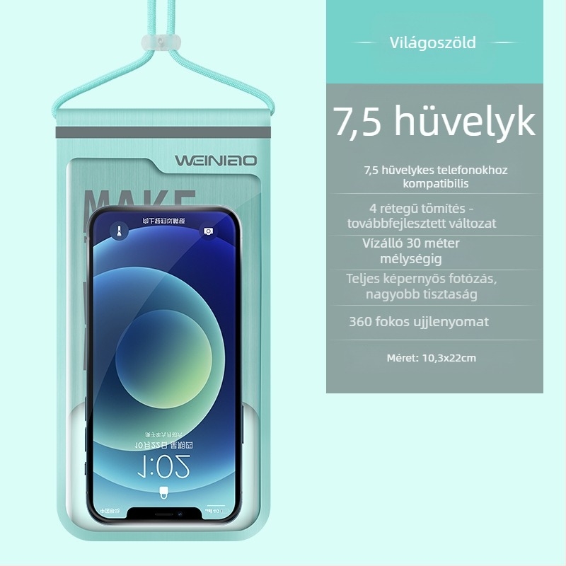 Úszáshoz és búvárkodáshoz vízálló telefontok, TPU érintőképernyővel, lebegő és átlátszó vízálló tok