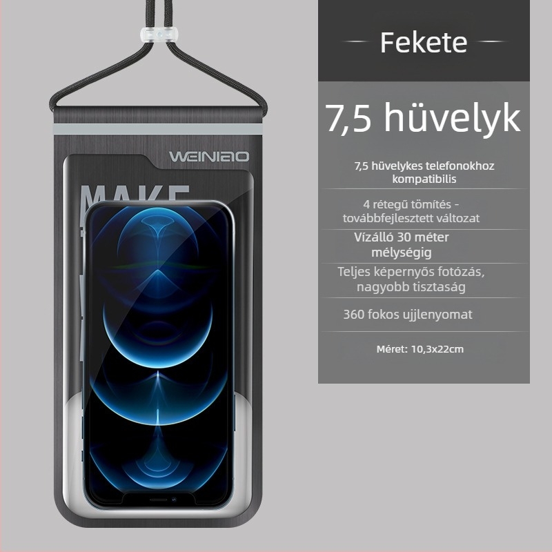 Úszáshoz és búvárkodáshoz vízálló telefontok, TPU érintőképernyővel, lebegő és átlátszó vízálló tok