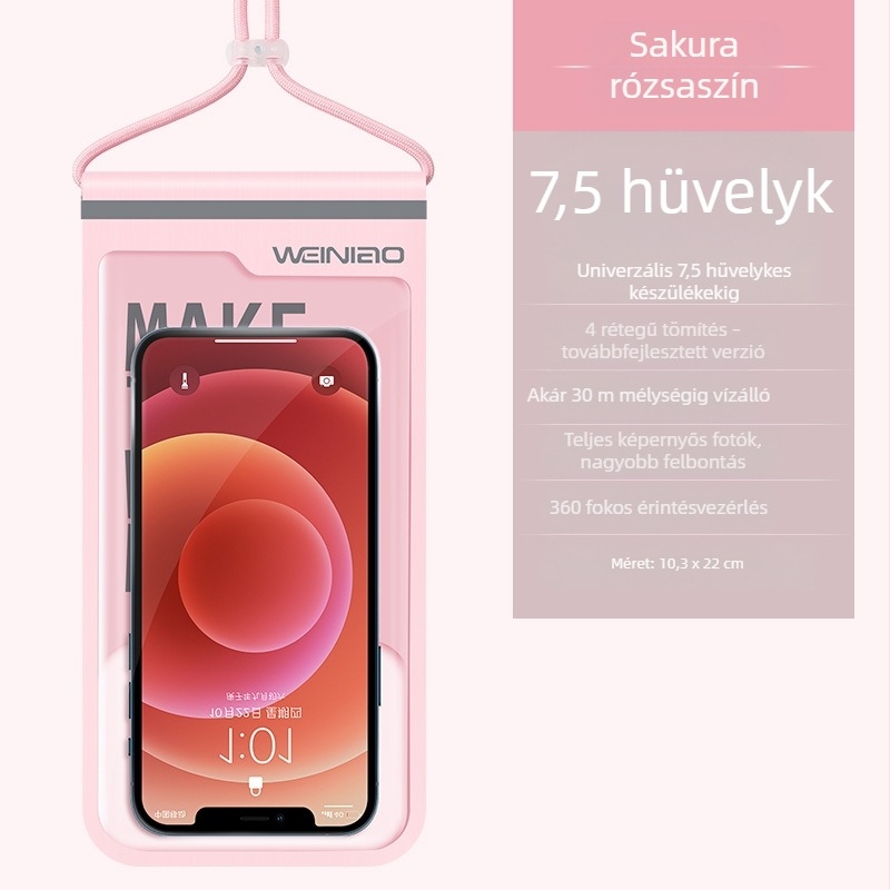 Úszáshoz és búvárkodáshoz vízálló telefontok, TPU érintőképernyővel, lebegő és átlátszó vízálló tok