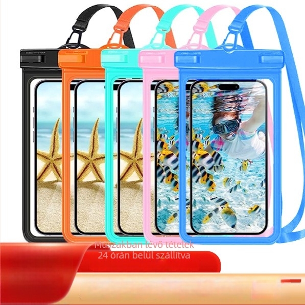 Telefon vízálló tok érintésérzékelős kijelzővel a víz alatti fényképezéshez (PVC+ABS; vízálló anyag; nyomtatott logó: Igen; minden korosztály számára; uniszex)