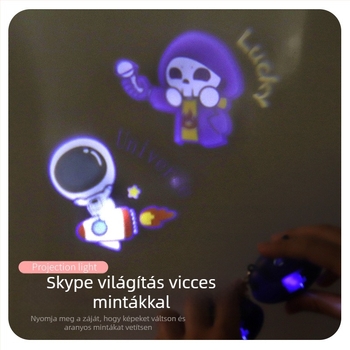 Rajzfilmszerű mini kamera fényvetítő játék kulcstartó, műanyagból, 4–6 éveseknek