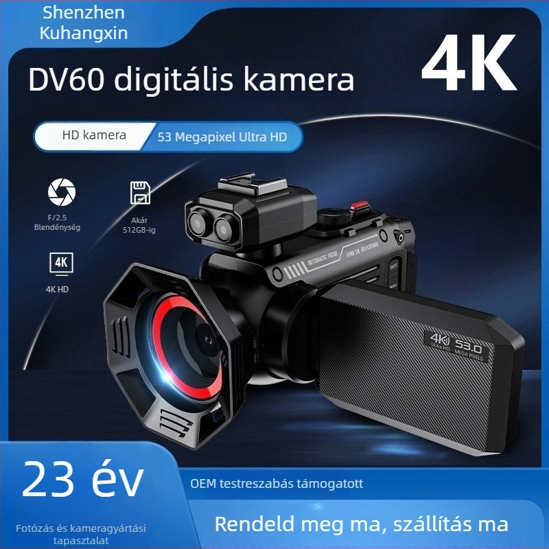 All-in-One 4K WiFi Kamera 50x optikai zoom, CMOS szenzor, 3,0 hüvelykes LCD