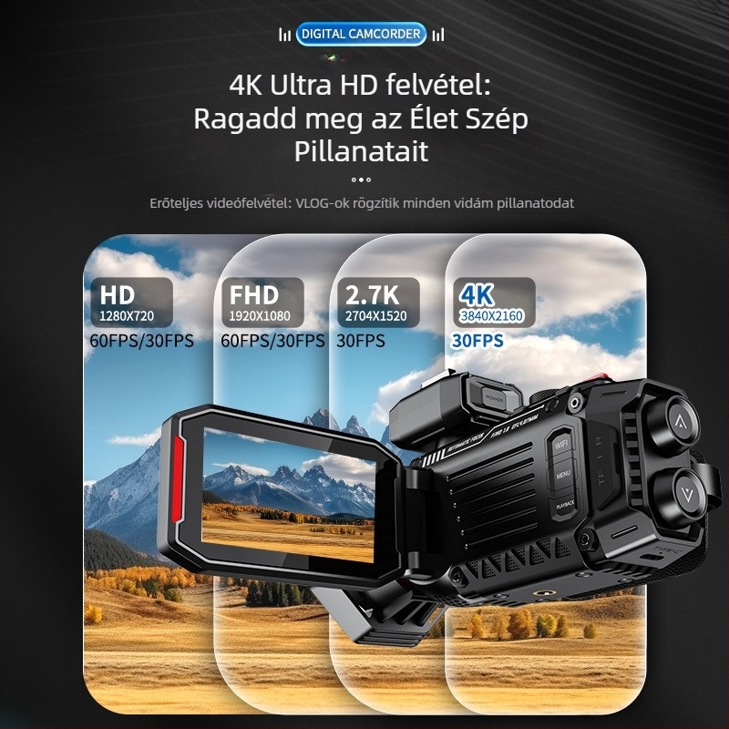 All-in-One 4K WiFi Kamera 50x optikai zoom, CMOS szenzor, 3,0 hüvelykes LCD
