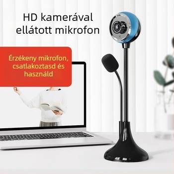 HD webkamera asztali számítógéphez, 720p, USB 2.0 drivertől mentes, beépített mikrofon, széles látószögű objektív