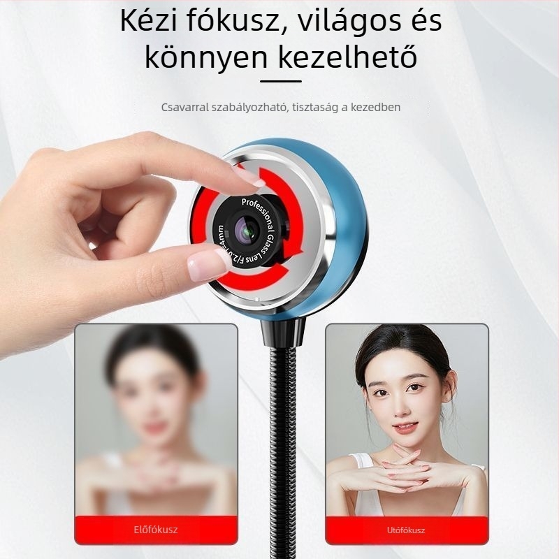 HD webkamera asztali számítógéphez, 720p, USB 2.0 drivertől mentes, beépített mikrofon, széles látószögű objektív