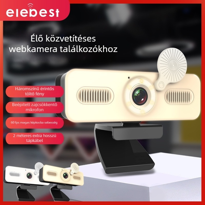 4K USB webkamera konferenciákhoz, 3840x2160, 30fps, autofókusz, beépített mikrofon, illesztőprogram nélkül.