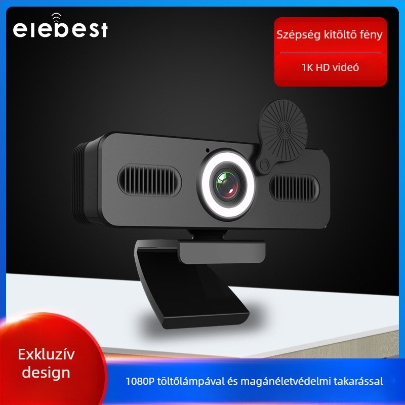 4K USB webkamera konferenciákhoz, 3840x2160, 30fps, autofókusz, beépített mikrofon, illesztőprogram nélkül.