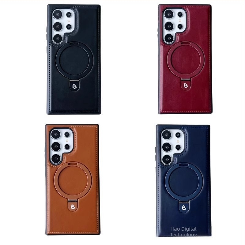 Samsung S26 Ultra bőr mágneses állványos tok - prémium bőr védelem, vízálló, ütésálló, csúszásmentes, porálló