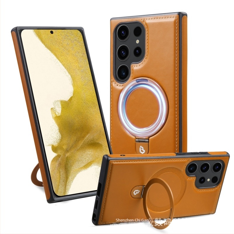 Samsung S26 Ultra bőr mágneses állványos tok - prémium bőr védelem, vízálló, ütésálló, csúszásmentes, porálló