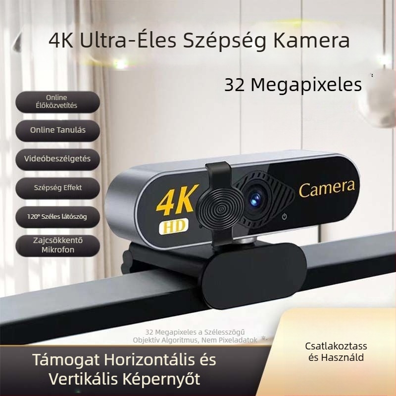 Okos PTZ kamera asztali számítógéphez, 4K felbontás, 800K szenzor, USB 2.0