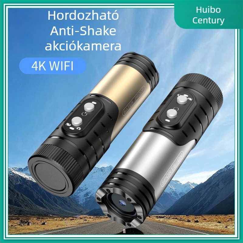 Sisakkamera lámpa-stílusú házban: 4K videó, 8MP szenzor, IP66 vízálló, 1600mAh akkumulátor, WiFi