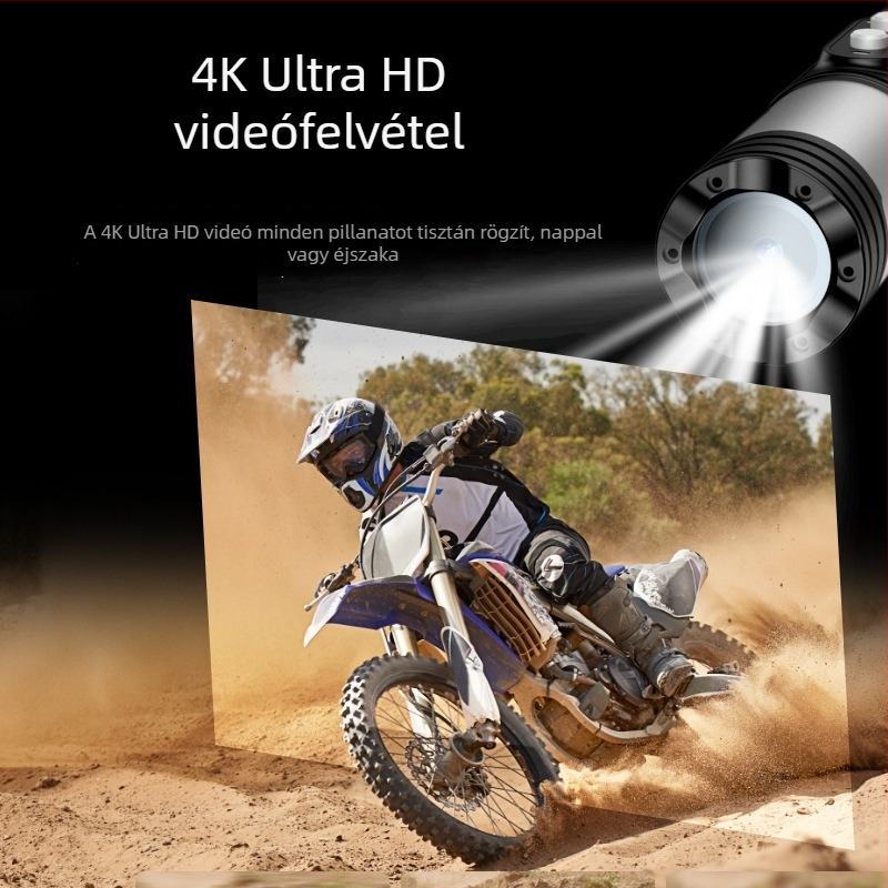 Sisakkamera lámpa-stílusú házban: 4K videó, 8MP szenzor, IP66 vízálló, 1600mAh akkumulátor, WiFi