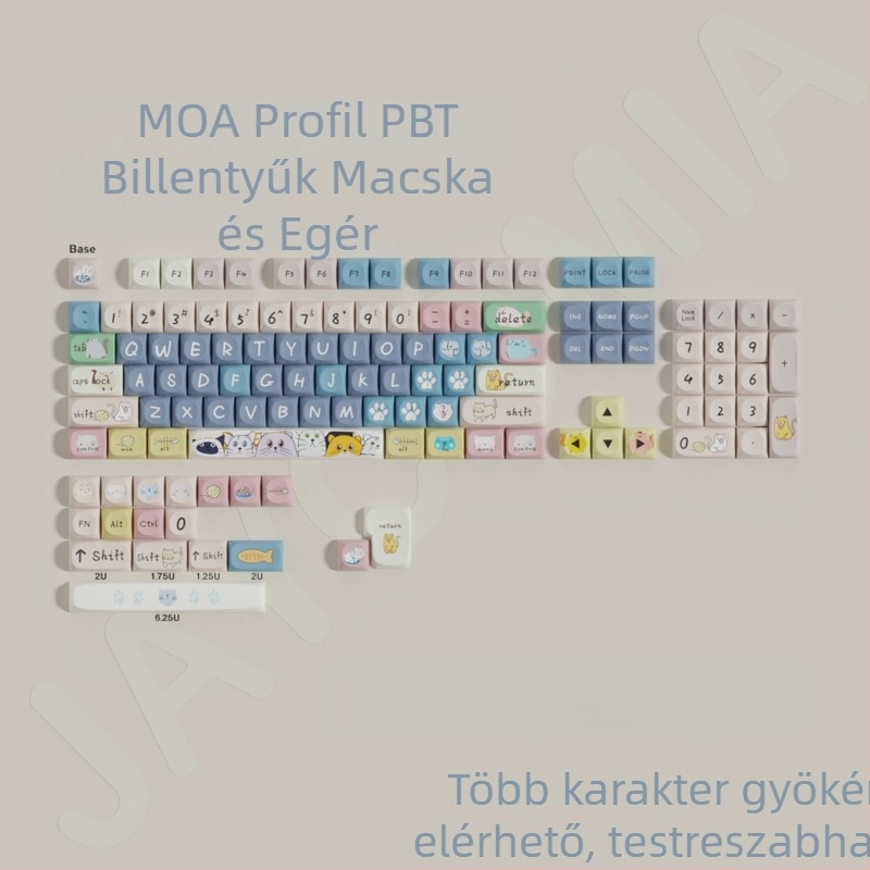 PBT billentyűsapka készlet mechanikus billentyűzethez, 123 gomb, ötszögletű szublimáció, általános kompatibilitás