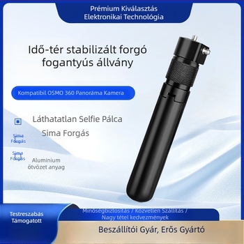 Alumínium ötvözetből készült forgó fogantyúval ellátott állvány kinyúló rúddal Insta360 és DJI panoráma kamerákhoz, modell Zd-0258, 4 részes, teherbírás max. 2 kg