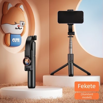 KT01 Bluetooth selfie állvány, rajzfilm stílusú, távirányítóval, Bluetooth támogatott, anyaga: ötvözet