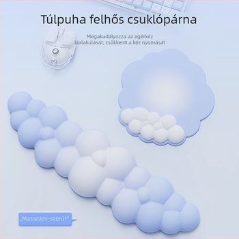 Irodai csuklópárna — felhő mintázat, anyag: textil + hab + PU, kopásálló, tartalmaz kéztámaszt