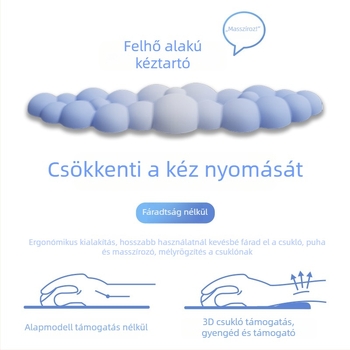 Irodai csuklópárna — felhő mintázat, anyag: textil + hab + PU, kopásálló, tartalmaz kéztámaszt