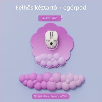 Irodai csuklópárna — felhő mintázat, anyag: textil + hab + PU, kopásálló, tartalmaz kéztámaszt