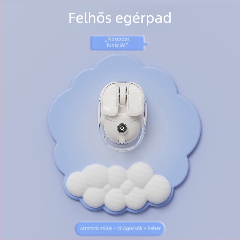 Irodai csuklópárna — felhő mintázat, anyag: textil + hab + PU, kopásálló, tartalmaz kéztámaszt