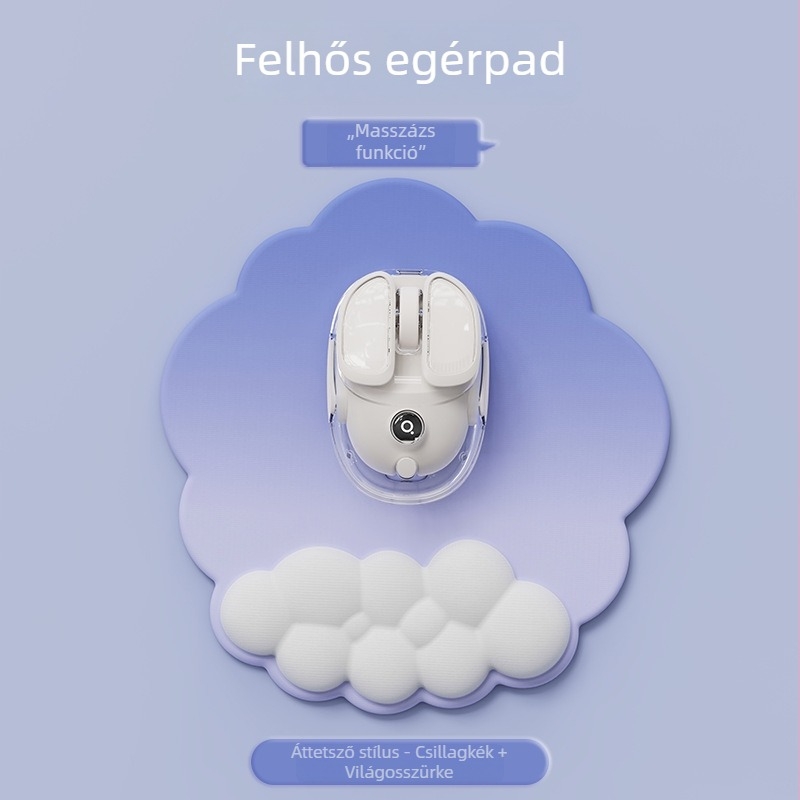 Irodai csuklópárna — felhő mintázat, anyag: textil + hab + PU, kopásálló, tartalmaz kéztámaszt